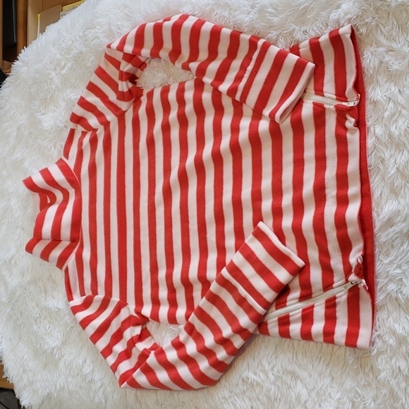 Telluride Sweaters - Telluride Fleece Cowl Neck Sweater Orange/white striped size Small